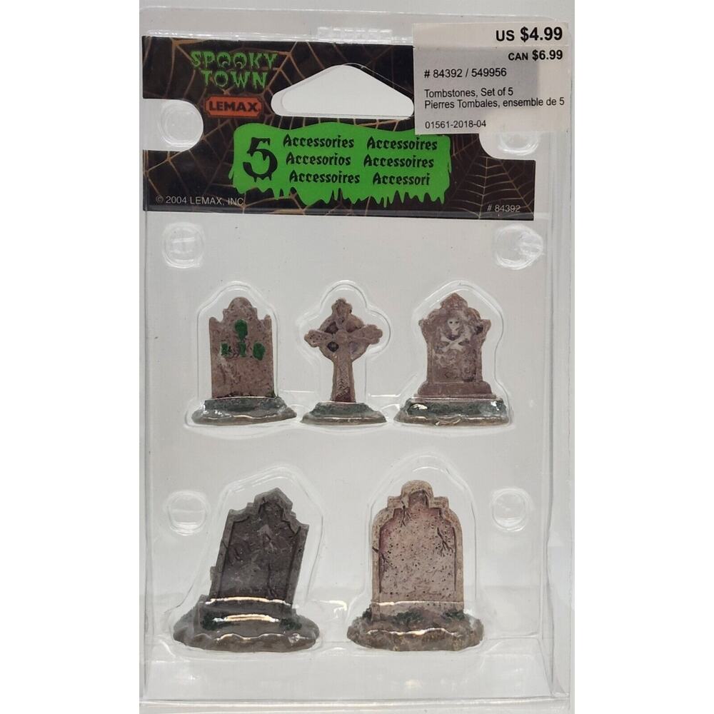 Lemax Spooky Town Tombstones Set of 5 Graveyard Cemetery Retired 2004 #84392